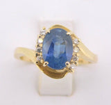 14K Gold Large 2.24ct Genuine Natural Sapphire and Diamond Ring (#J541)