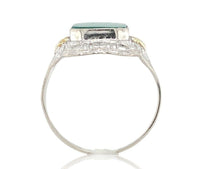 10k White Gold Filigree Ring with Genuine Natural Green Onyx w/ Accents (#J6598)