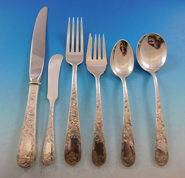 Old Maryland Engraved by Kirk Sterling Silver Flatware Set 8 Service 50 pieces