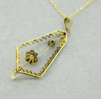 10k Yellow Gold Victorian Pearl Lavaliere Pendant (#J1092)
