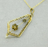 10k Yellow Gold Victorian Pearl Lavaliere Pendant (#J1092)