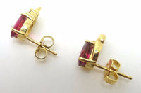14k Gold Earrings with 1.54ct Genuine Natural Rubellite Tourmalines (#J1103)