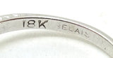 Art Deco 18k White Gold Genuine Natural Diamond Ring .34 Carat Jewelry (#J745)