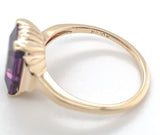 10k Yellow Gold Vintage 3.20 Carat Genuine Natural Amethyst Ring (#J6549)