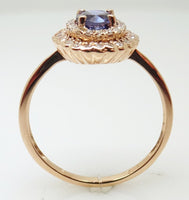 14K Rose Gold .66ct Purple Genuine Natural Sapphire Ring with Diamonds (#J3205)