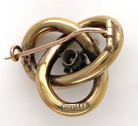 14k Gold Georgian Rose Cut Genuine Natural Diamond Pin Tri-Circle Knot (#J6255)