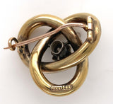 14k Gold Georgian Rose Cut Genuine Natural Diamond Pin Tri-Circle Knot (#J6255)
