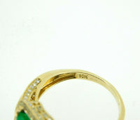 10k Yellow Gold 1.62ct Genuine Natural Emerald and Diamond Ring (#J2604)