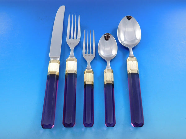 Prisma Amethyst by Mikasa Stainless Steel Flatware Set Service 20 pieces
