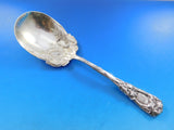 New Art by Durgin Sterling Silver Berry Spoon Faint Gold wash 9 3/8" Iris Motif