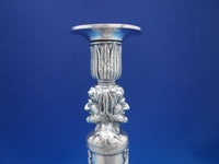 German Silver Candlesticks Pair Figural Bacchus Ribbon Swags Vintage (#6920)