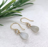 14k Yellow Gold Dangle Drop Earrings w/ 9.34 Carats TW Genuine Moonstones #J7540