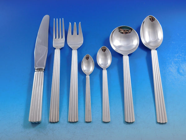 Bernadotte by Georg Jensen Sterling Silver Flatware Set Service 87 pcs Luncheon