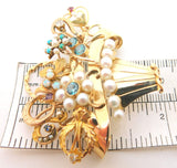 14k Yellow Gold Stick Pin Collection Flower Basket Brooch (#J644)