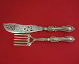 Aaron Hadfield English Victorian Silverplate Fish Serving Set 2pc HH w/Fish Bird
