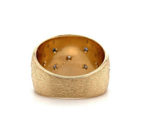 14k Yellow Gold Wide Heavy Sapphire and Diamond Band Ring (#J5438)