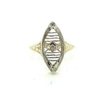 14k White/Yellow Gold Hand Engraved Filigree Genuine Natural Diamond Ring #J5350