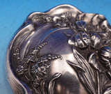 Sterling Silver Hand Mirror with Iris Poppy Chrysanthemum Floral Motif (#9298)