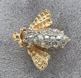 14k Yellow Gold .25cttw Genuine Natural Diamond Bee Fly Pin Jewelry (#J7549)