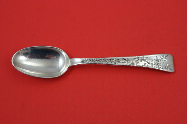 Lap Over Edge Acid Etched By Tiffany Sterling Place Soup Spoon w/ poinsettia  7"