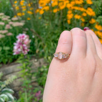 14k Yellow Gold Three-Stone Genuine Natural Moonstone Ring Size 6 (#J6926)