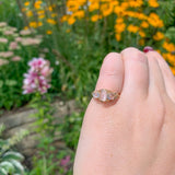 14k Yellow Gold Three-Stone Genuine Natural Moonstone Ring Size 6 (#J6926)