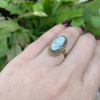 10k Yellow Gold Genuine Natural Mother of Pearl Shell Cameo Ring (#J6301)