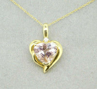 14k Yellow Gold Heart 2.39ct Genuine Natural Morganite Pendant (#J768)