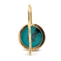 14k Gold 5.71ct TW Genuine Natural Kingman Turquoise Drop Earrings (#J6113)