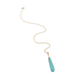 14k Yellow Gold 6.85ct Genuine Natural Tyrone Turquoise Briolette Pendant #J6706
