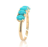 14k Yellow Gold Genuine Natural Turquoise Five-Stone Band Ring Size 6 (#J6800)