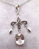 14k Gold 1.87ct Genuine Natural Morganite Chandelier Pendant (#J3760)