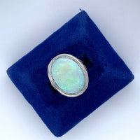 14k White Gold Filigree Large 4.70ct Genuine Natural Opal Ring (#J4988)