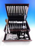 Silver Iris by International Sterling Silver Flatware Set for 12 Service 82 pcs
