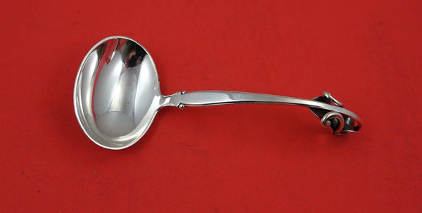 Danish Sterling by Various Makers Sterling Silver Gravy Ladle 3-D leaf 5 1/2"
