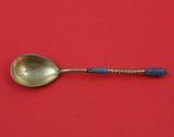 GK Russian .84 Silver Coffee Spoon Vermeil Enameled Twisted Turquoise 4 3/8"