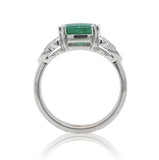 18k White Gold 2.27 Carat Genuine Natural Emerald Diamond Ring Size 6.5 (#J7010)