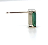14k White Gold Teal Green Genuine Natural Tourmaline Stud Earrings (#J6323)