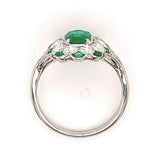 Fine Platinum Genuine Natural Emerald and Diamond Ring (#J4857)