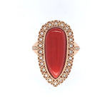 18k Rose Gold 12.05ct Genuine Natural Coral Ring with .32ct Diamonds (#J6180)