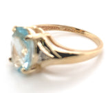 10k Yellow Gold 1.72 Carat Oval Genuine Natural Aquamarine Ring 5.75 (#J7372)