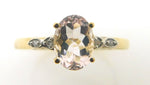 10k Yellow Gold Peach Genuine Natural Morganite and Diamond Ring (#J3856)