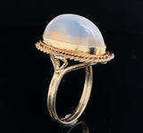 14k Yellow Gold High Dome Genuine Natural Moonstone Ring Handwrought (#J6495)
