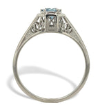 Platinum Filigree Deco .34ct Genuine Natural Aquamarine Ring Size 6 3/4 (#J7562)