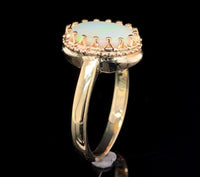 14k Yellow Gold 1.80 Carat Australian Genuine Natural Opal Ring Size 7 (#J6572)