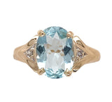 10k Yellow Gold 1.72 Carat Oval Genuine Natural Aquamarine Ring 5.75 (#J7372)