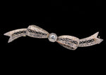 14k White Gold with Platinum Filigree Bow Genuine Natural Diamond Pin (#J5910)