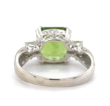 10k White Gold 4.58ct Asscher Cut Genuine Natural Peridot Ring Jewelry (#J5773)
