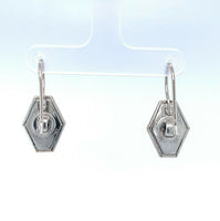 14k White Gold Top Cufflink Earrings with New Wires (#J5147)