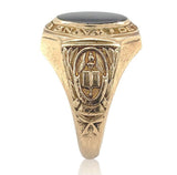 10k Gold Men's Class Ring c.1940s w/ Genuine Natural Black Onyx Size 10.5 #J6631